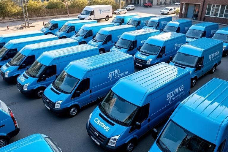 Fleet cleaning vans ready for dispatch